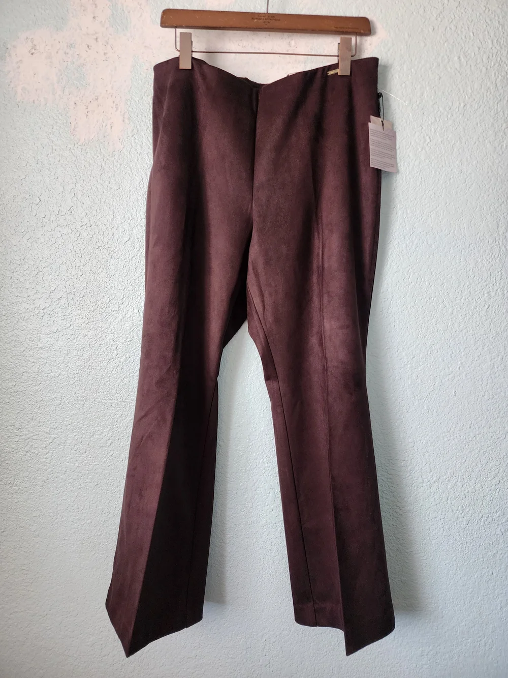 Anne Klein Brown Suede-Look Flare Leg Pants